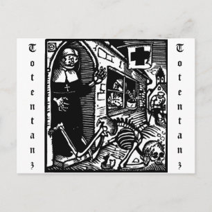 Vom Totentanz Nun and Skeleton postcard