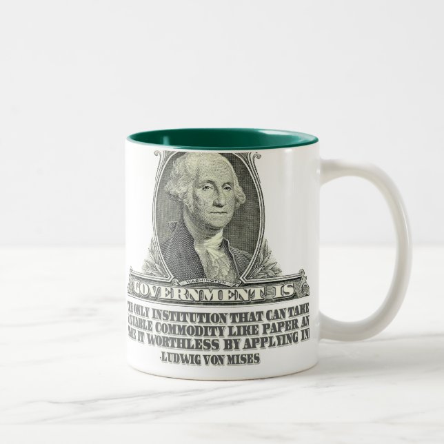 Von Mises on Paper Money Two-Tone Coffee Mug (Right)