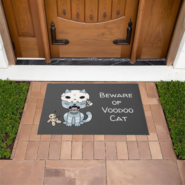 Voodoo Cat Custom Text Dark Grey Doormat (Outdoor)