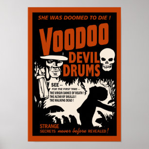 Voodoo Devil Drums Vintage Poster