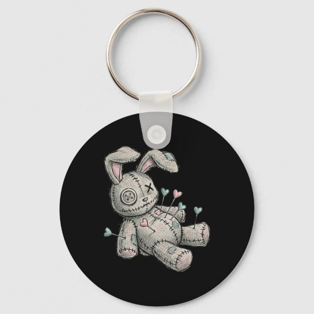 Voodoo Doll Bunny Needles Heart Heartbreak Easter  Key Ring (Front)