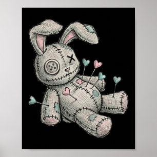 Voodoo Doll Bunny Needles Heart Heartbreak Easter Poster