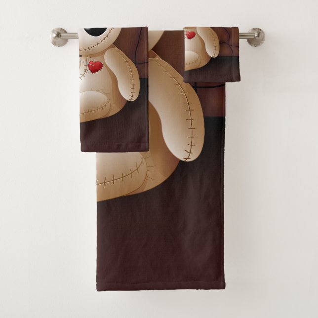 Voodoo Doll Cartoon in Love Bath Towel Set (Insitu)