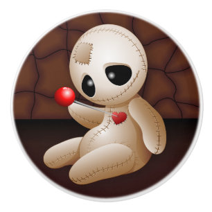 Voodoo Doll Cartoon in Love Ceramic Knob