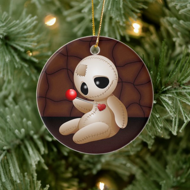Voodoo Doll Cartoon in Love Ceramic Ornament (Tree)