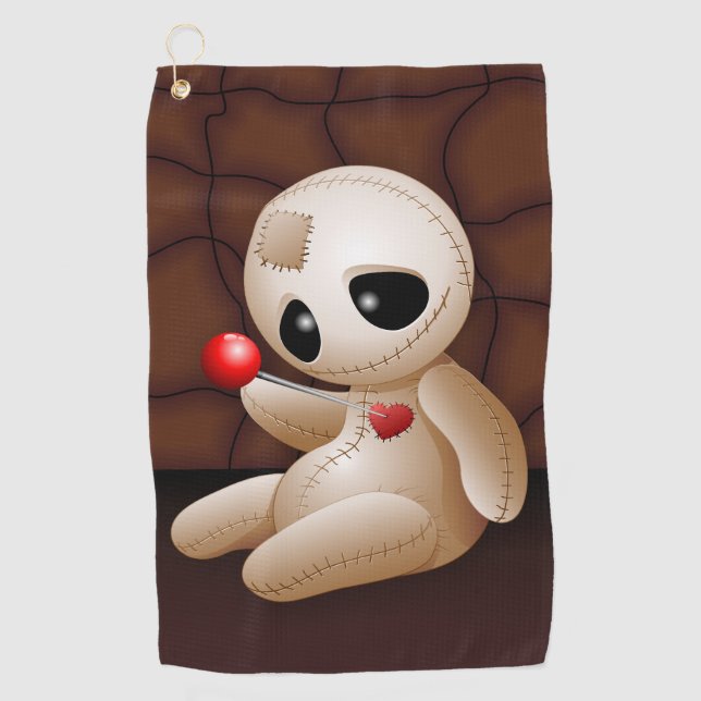 Voodoo Doll Cartoon in Love Golf Towel (Front)