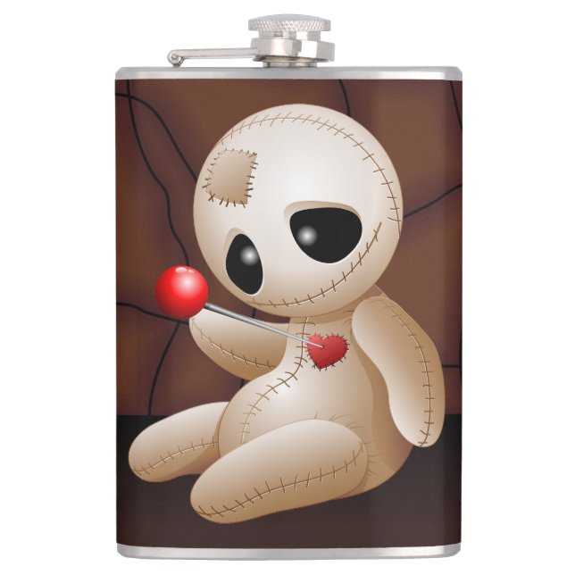 Voodoo Doll Cartoon in Love Hip Flask (Front)