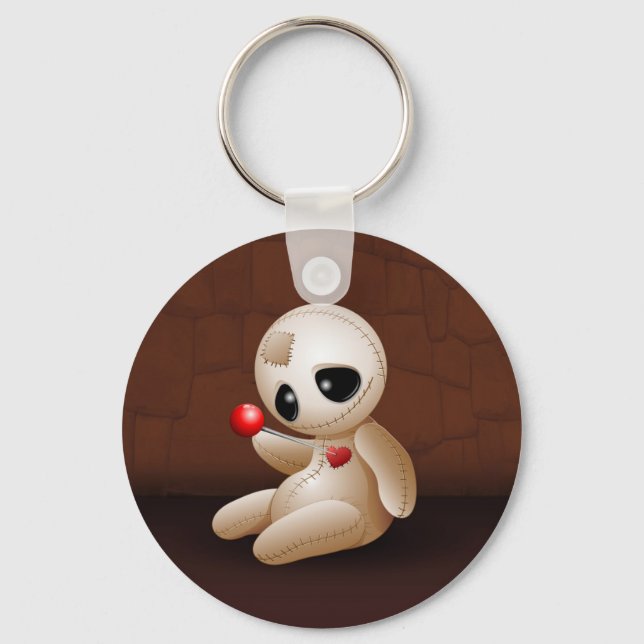 Voodoo Doll Cartoon in Love Key Ring (Front)