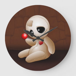 Voodoo Doll Cartoon in Love Large Clock