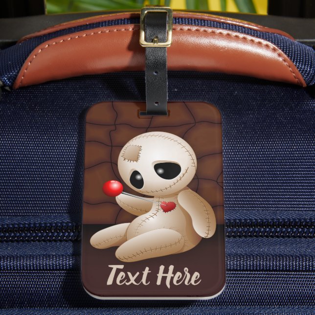 Voodoo Doll Cartoon in Love Luggage Tag (Front Insitu 2)