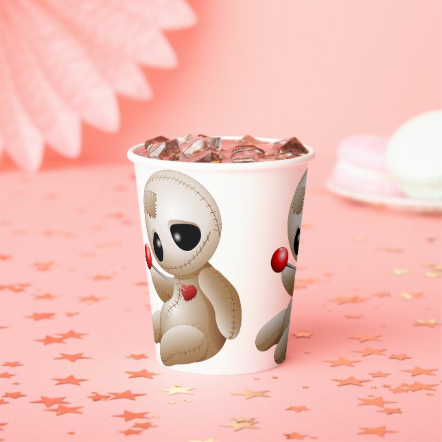 Voodoo Doll Cartoon in Love Paper Cups (Insitu)