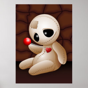 Voodoo Doll Cartoon in Love Poster