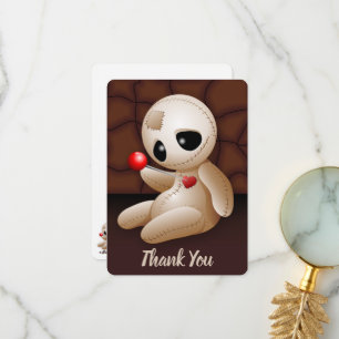 Voodoo Doll Cartoon in Love Thank You Card