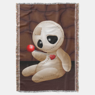 Voodoo Doll Cartoon in Love Throw Blanket