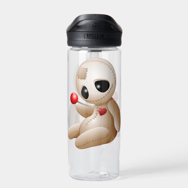 Voodoo Doll Cartoon in Love Water Bottle (Back)