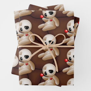 Voodoo Doll Cartoon in Love Wrapping Paper Sheet