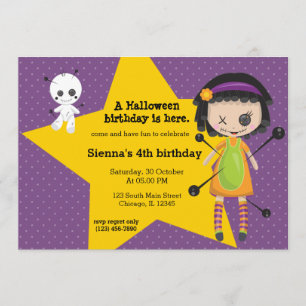 Voodoo doll - choose background colour invitation