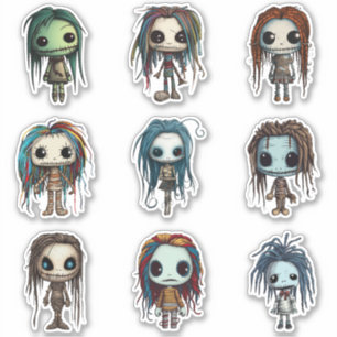 Voodoo Doll Inspired Characters Sticker Set