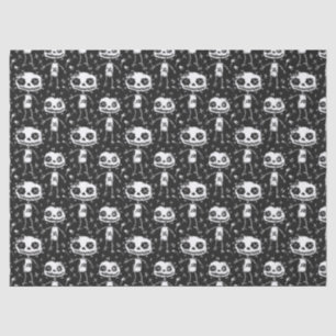 Voodoo Doll Pattern Black & White Decoupage Tissue Paper