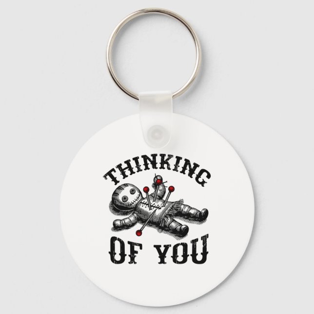 Voodoo Doll Thinking Of You Funny Goth Halloween C Key Ring (Front)