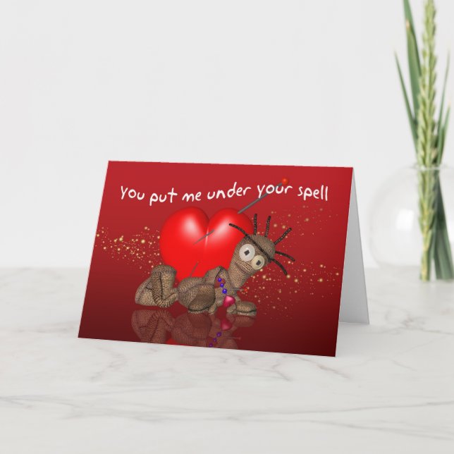 Voodoo Doll Valentine's Day Card, You Put Me Under Holiday Card (Front)