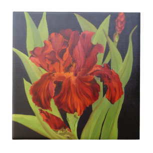 VooDoo Flame Red Iris Ceramic Tile