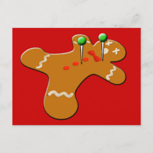 Voodoo Gingerbread Man Christmas Humour Holiday Postcard