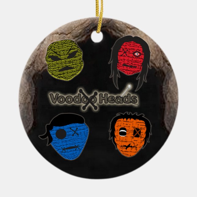 Voodoo Heads ~ Cave Ceramic Tree Decoration (Front)