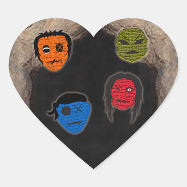 Voodoo Heads ~ Cave Heart Sticker (Front)