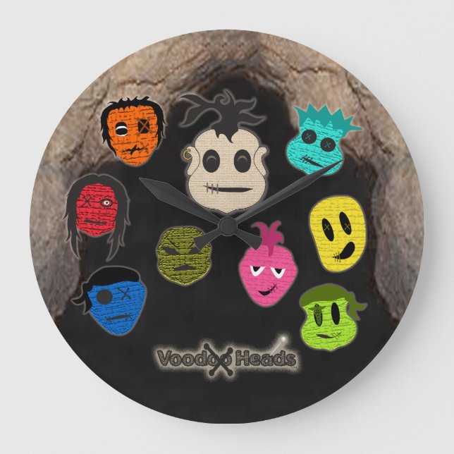 Voodoo Heads ~ Cave Large Clock (Front)