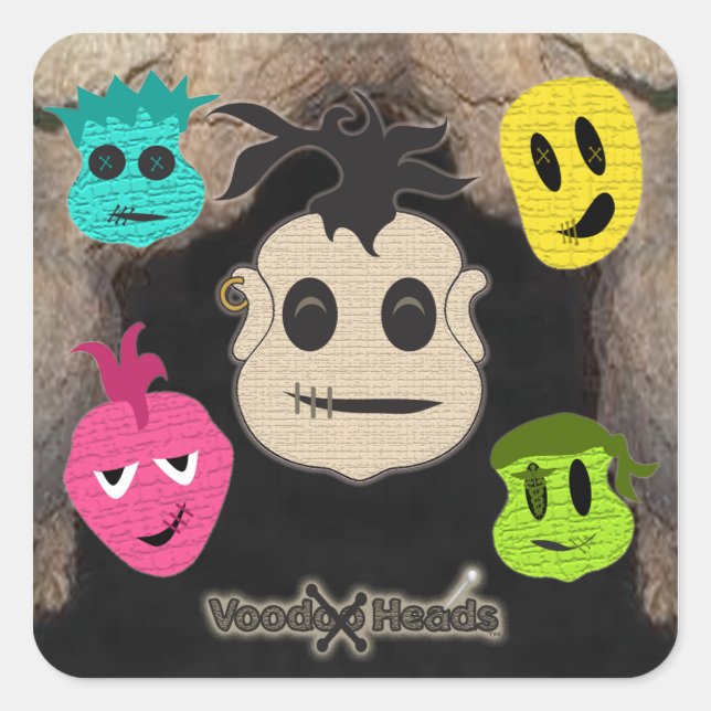 Voodoo Heads ~ Cave Square Sticker (Front)