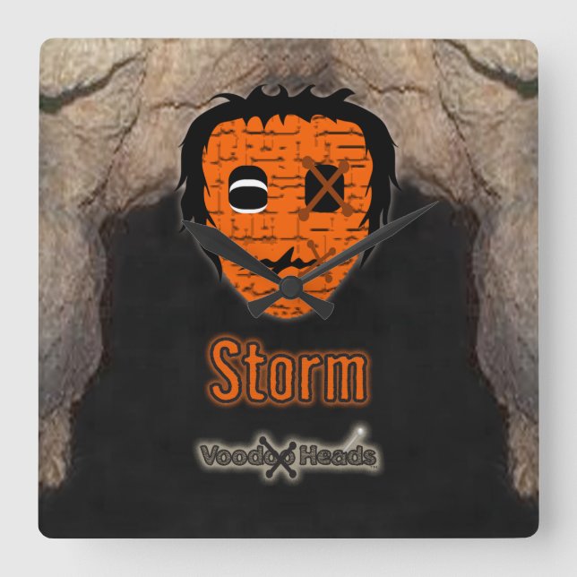 Voodoo Heads ~ Cave Square Wall Clock (Front)