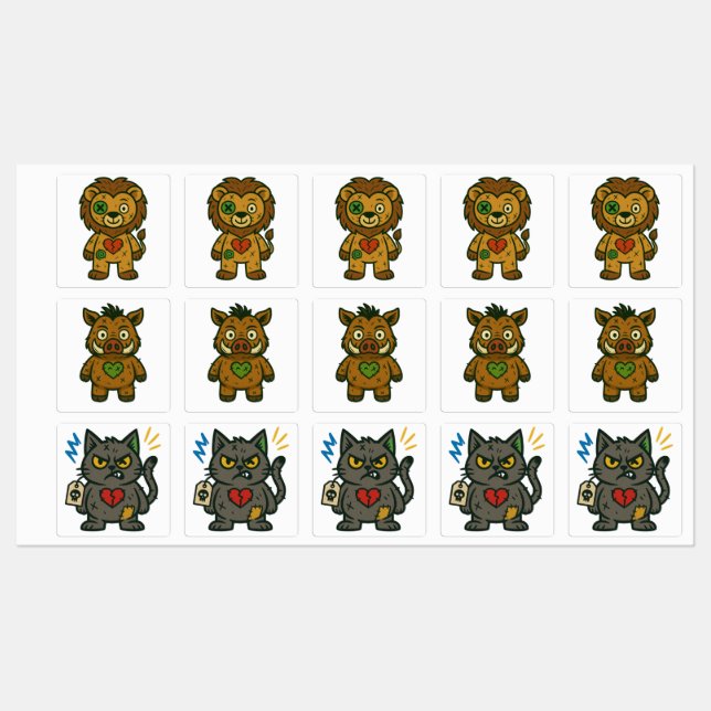 Voodoo Misfits – Sticker Pack of Plush Rebels (Sheet)