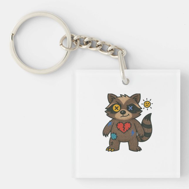 Voodoo Racoon Tee — Mischief Patched Up Key Ring (Front)