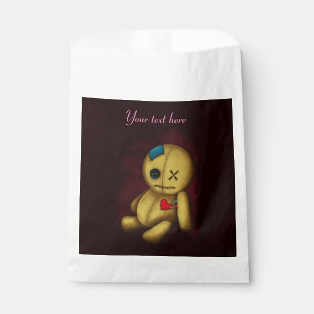 Voodoo Rag Doll with buttons Patches and Pins Favour Bag (Front)