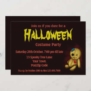 Voodoo Rag Doll with buttons Patches and Pins Invitation