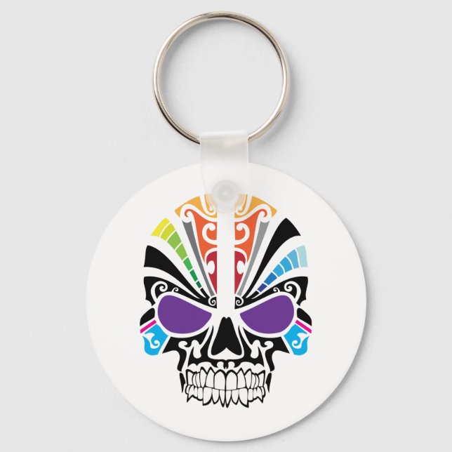 Voodoo Rainbow Skull Key Ring (Front)