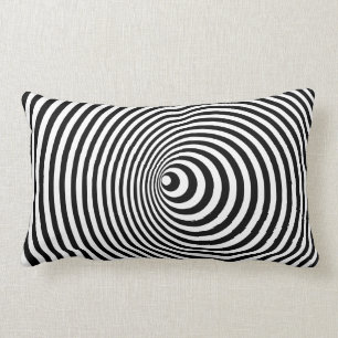 Vortex, optical illusion black and white lumbar cushion
