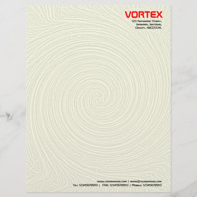 Vortex - Pale Yellow Personalised Letterhead (Front)
