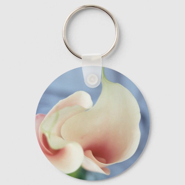 Vortex White Calla Lily Art Photo Keychain (Front)