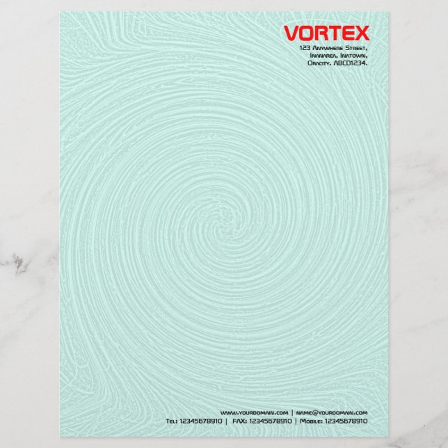 Vortex - White to Pale Turquoise Custom Letterhead (Front)