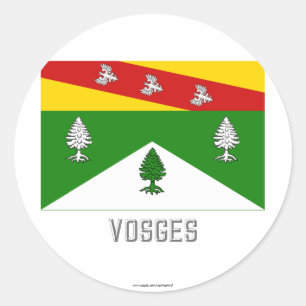 Vosges flag with name classic round sticker