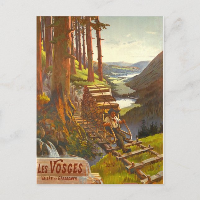 Vosges Mountains, Wooden Bridge, France Postcard (Front)