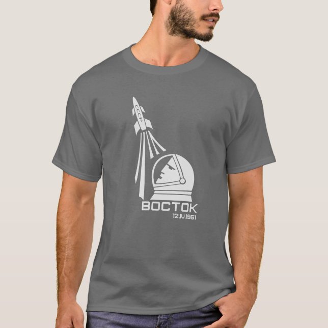 Vostok First Man in Space Dark T-Shirt (Front)