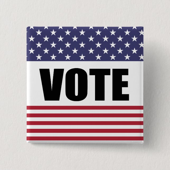 VOTE 15 CM SQUARE BADGE (Front)