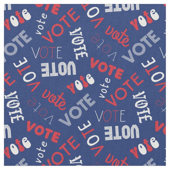 Vote 2020 Typography pattern navy Fabric (Close Up)
