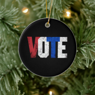Vote 2024 USA Election Voting Right Vintage  Ceramic Ornament