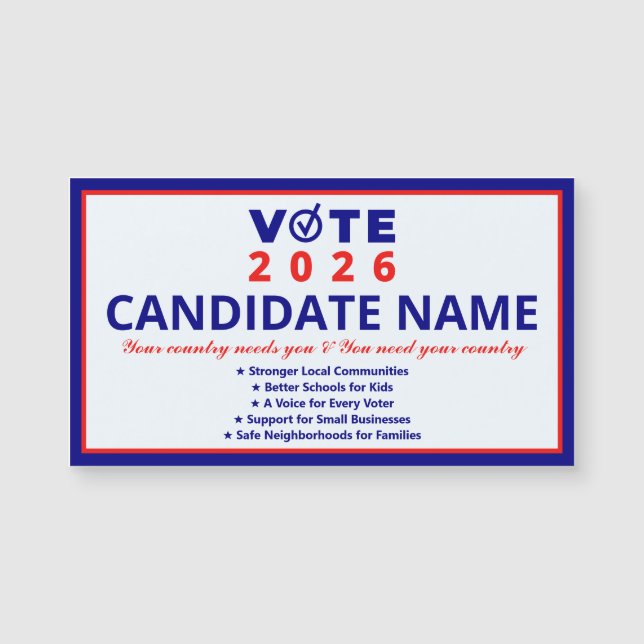 Vote 2026 Candidate Name Patriotic Campaign (Front)