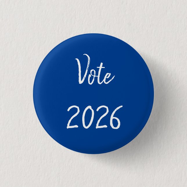 Vote 2026 Typography Election Blue Political 3 Cm Round Badge (Front)
