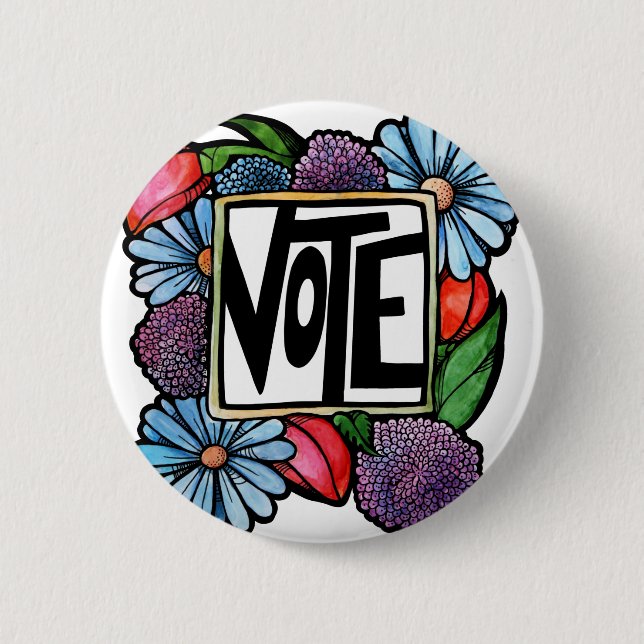 VOTE 6 CM ROUND BADGE (Front)